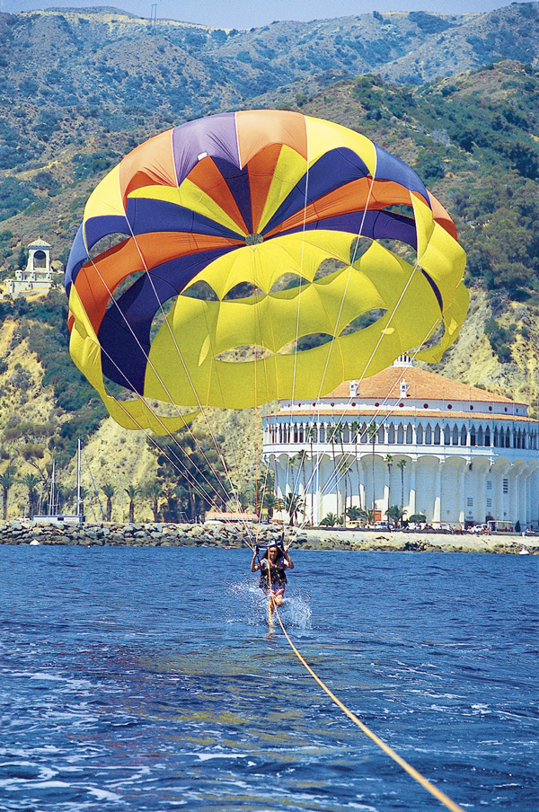 Parasailing in front of the Catalina Casino