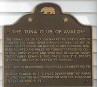 Tuna Club of Avalon Historic Plaque
