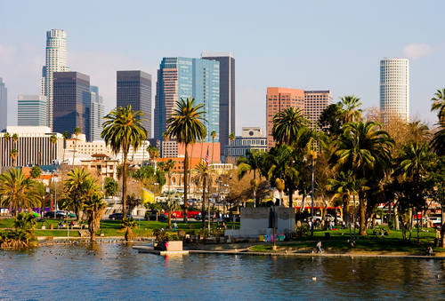Los Angeles: Skyline, Lake, and Park